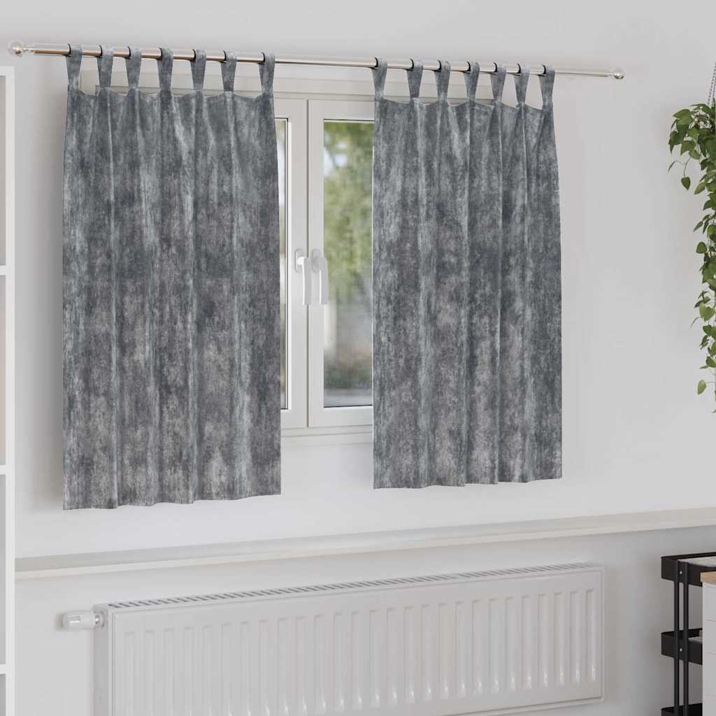 Velvet Curtains with Curtains 2 pcs Grey 140 x 140 cm Velvet