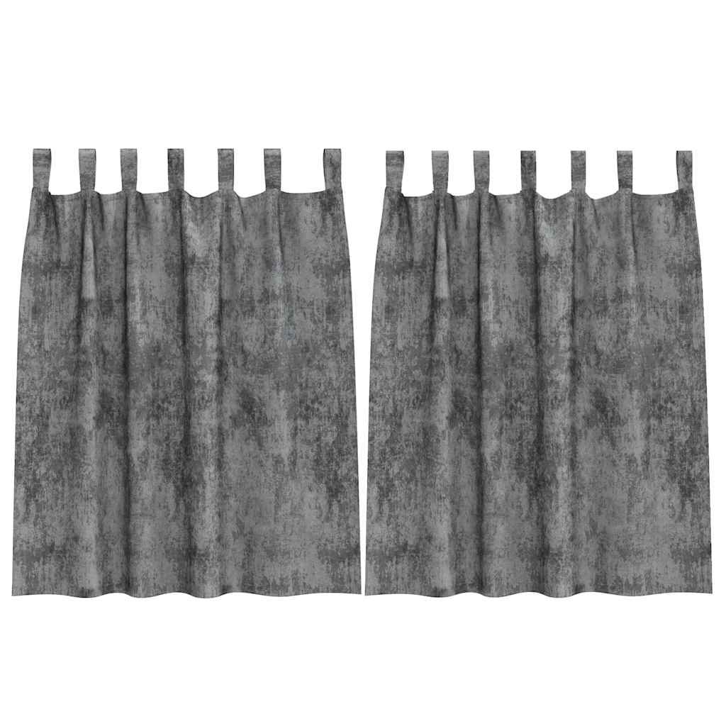 Velvet Curtains with Curtains 2 pcs Grey 140 x 140 cm Velvet