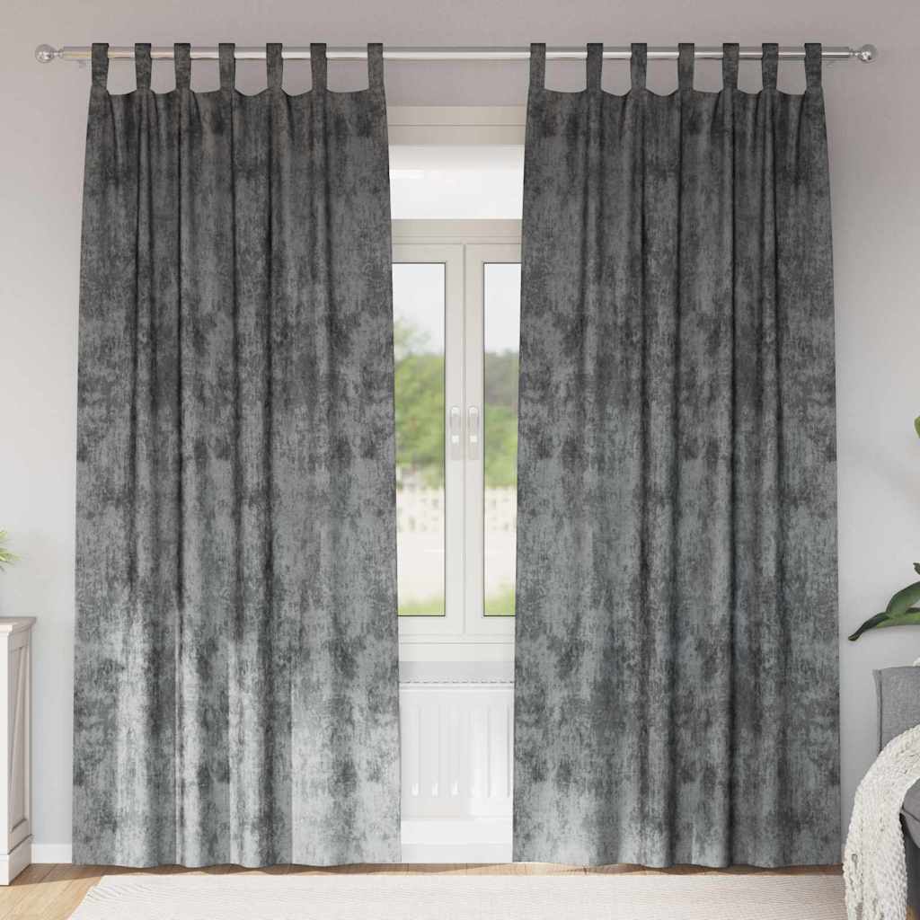 Velvet Curtains with Curtains 2 pcs Grey 225 x 140 cm Velvet