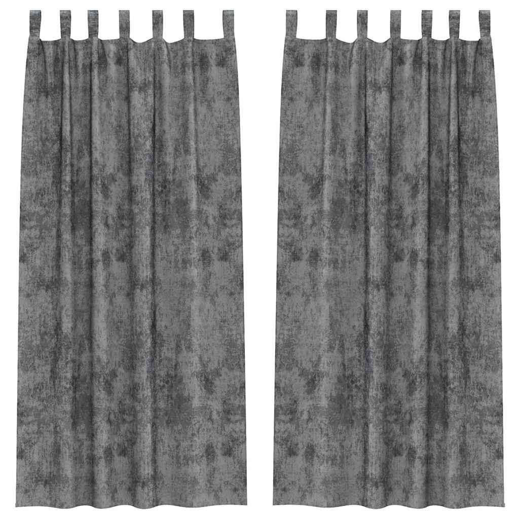 Velvet Curtains with Curtains 2 pcs Grey 245 x 140 cm Velvet