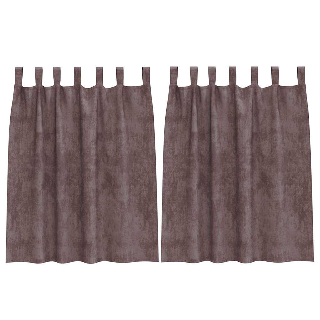 Velvet Curtains with Curtains 2 pcs Brown 140 x 140 cm Velvet