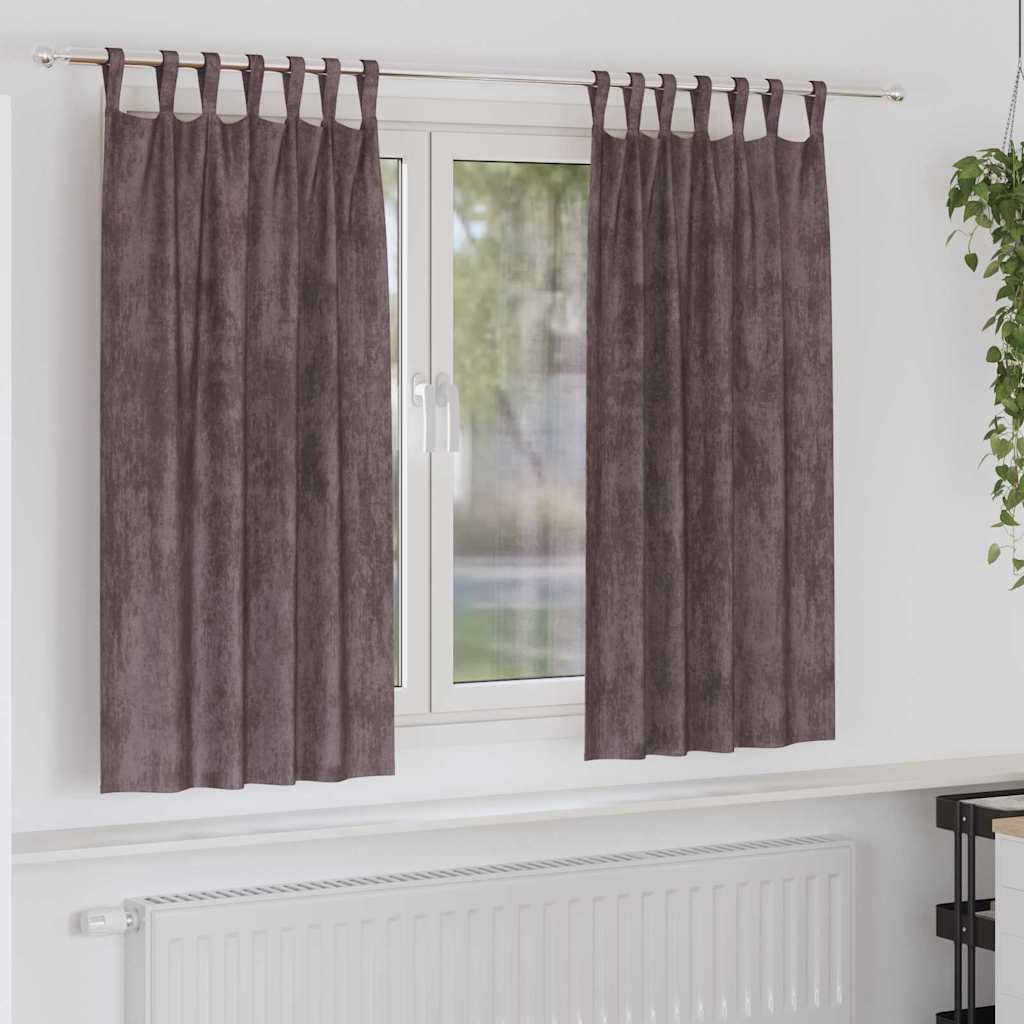 Velvet Curtains with Curtains 2 pcs Brown 175 x 140 cm Velvet