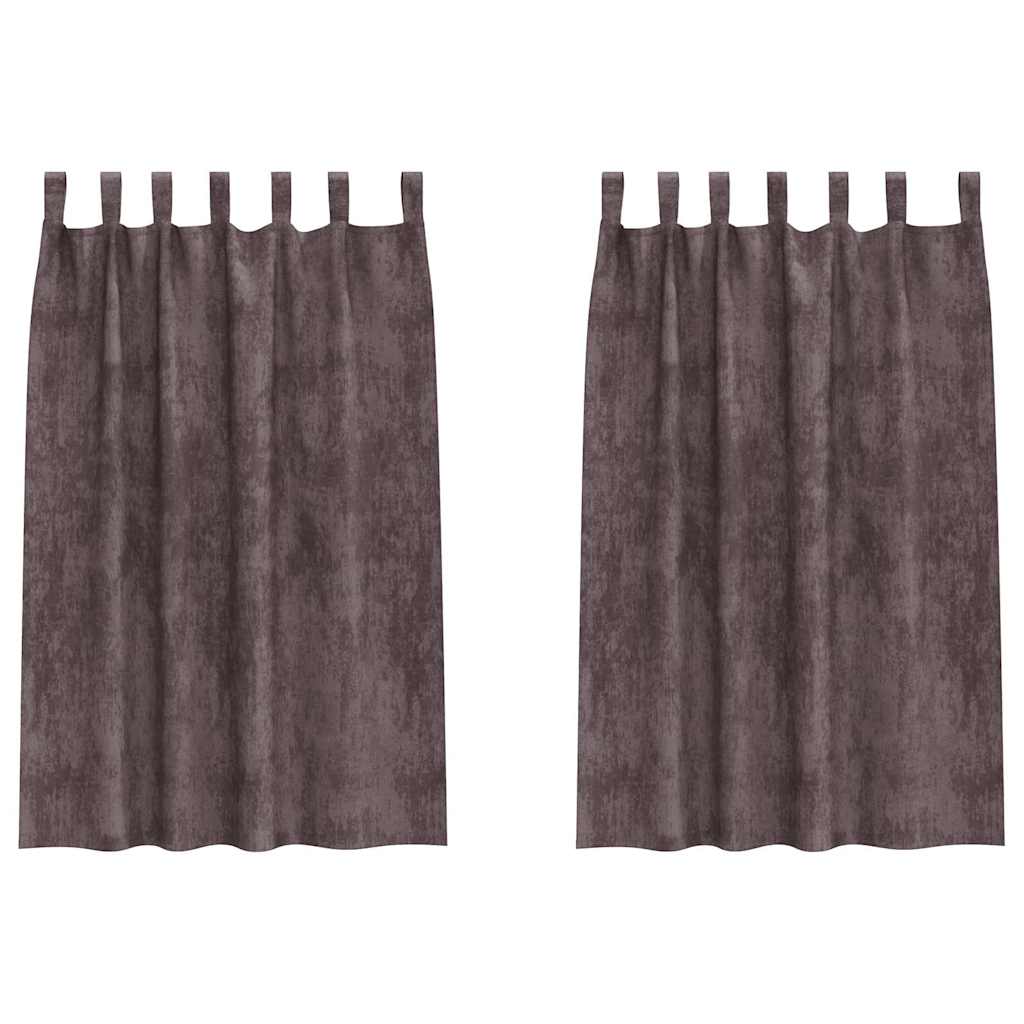 Velvet Curtains with Curtains 2 pcs Brown 175 x 140 cm Velvet