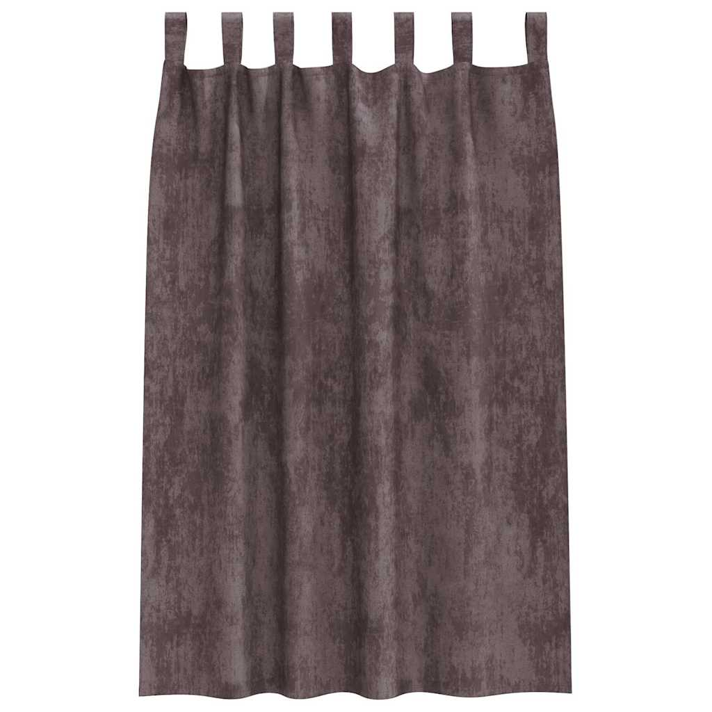 Velvet Curtains with Curtains 2 pcs Brown 175 x 140 cm Velvet