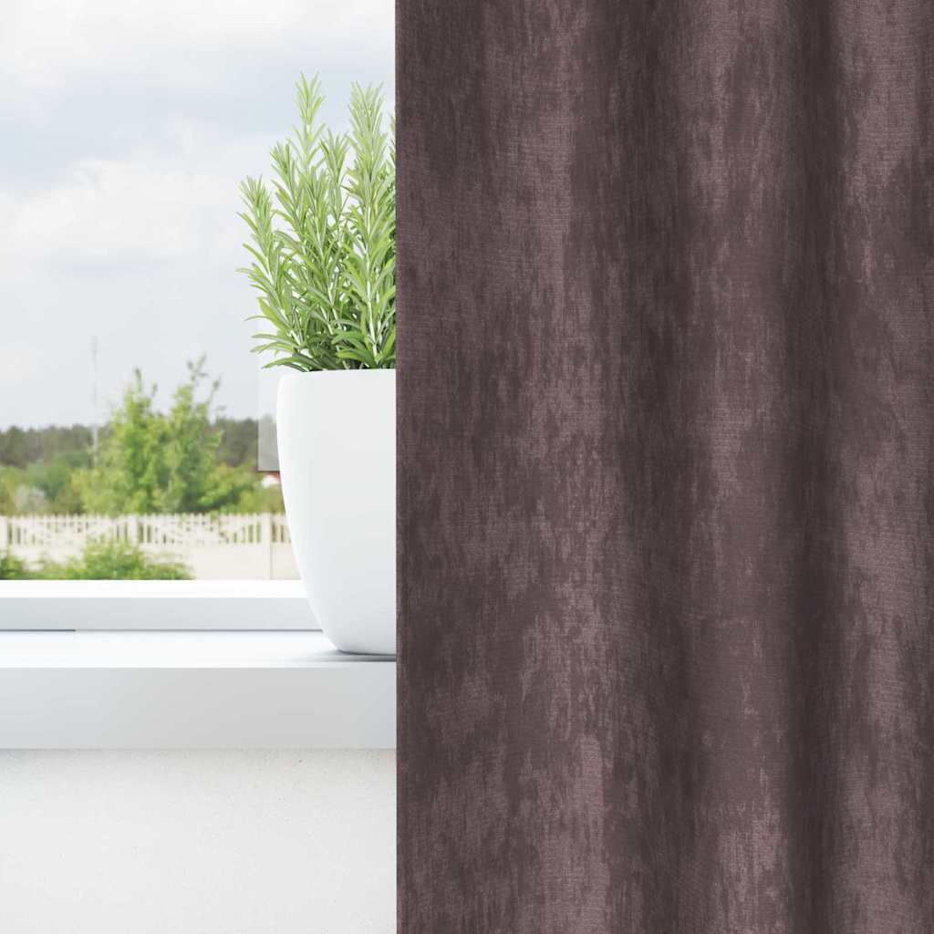 Velvet Curtains with Curtains 2 pcs Brown 225 x 140 cm Velvet