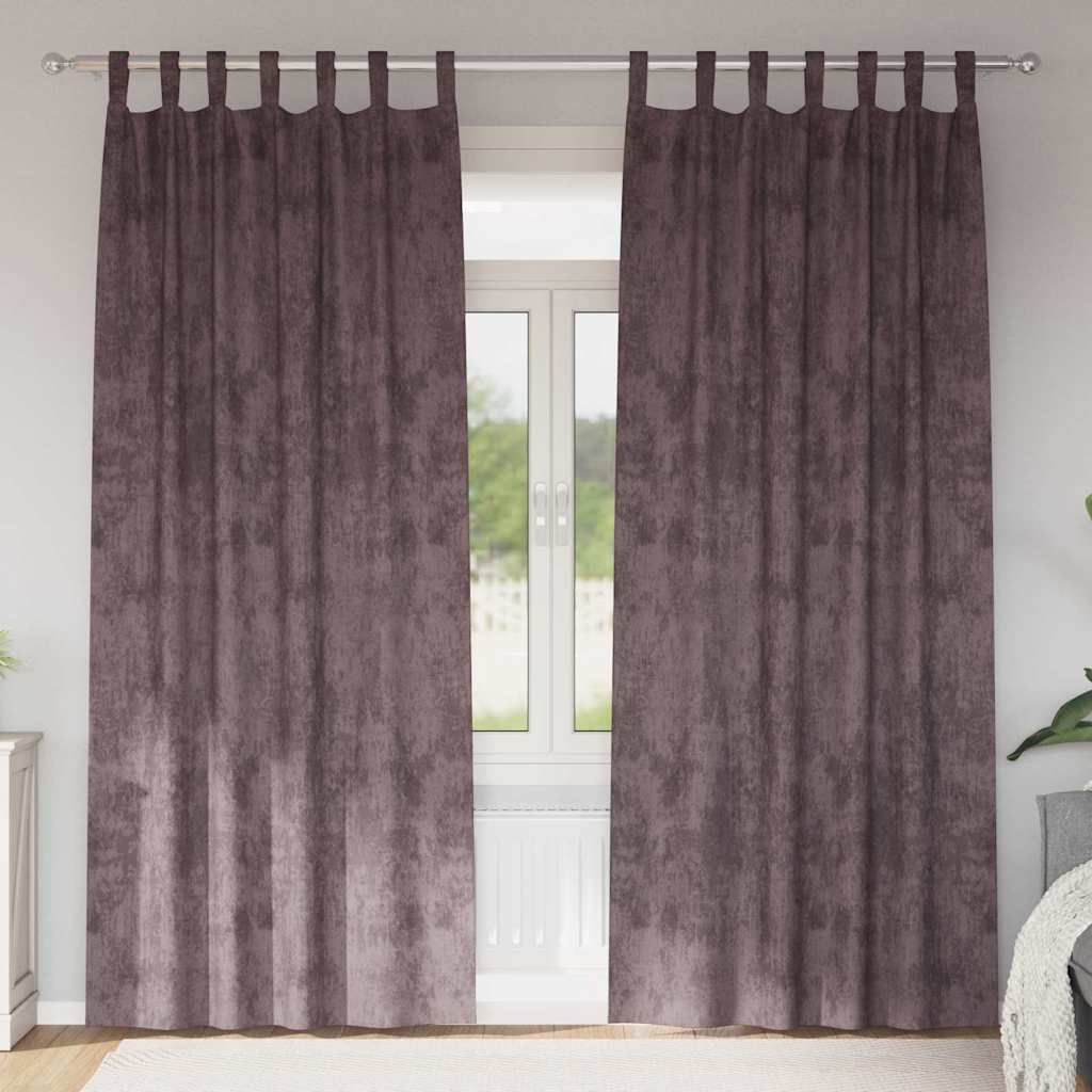 Velvet Curtains with Curtains 2 pcs Brown 225 x 140 cm Velvet