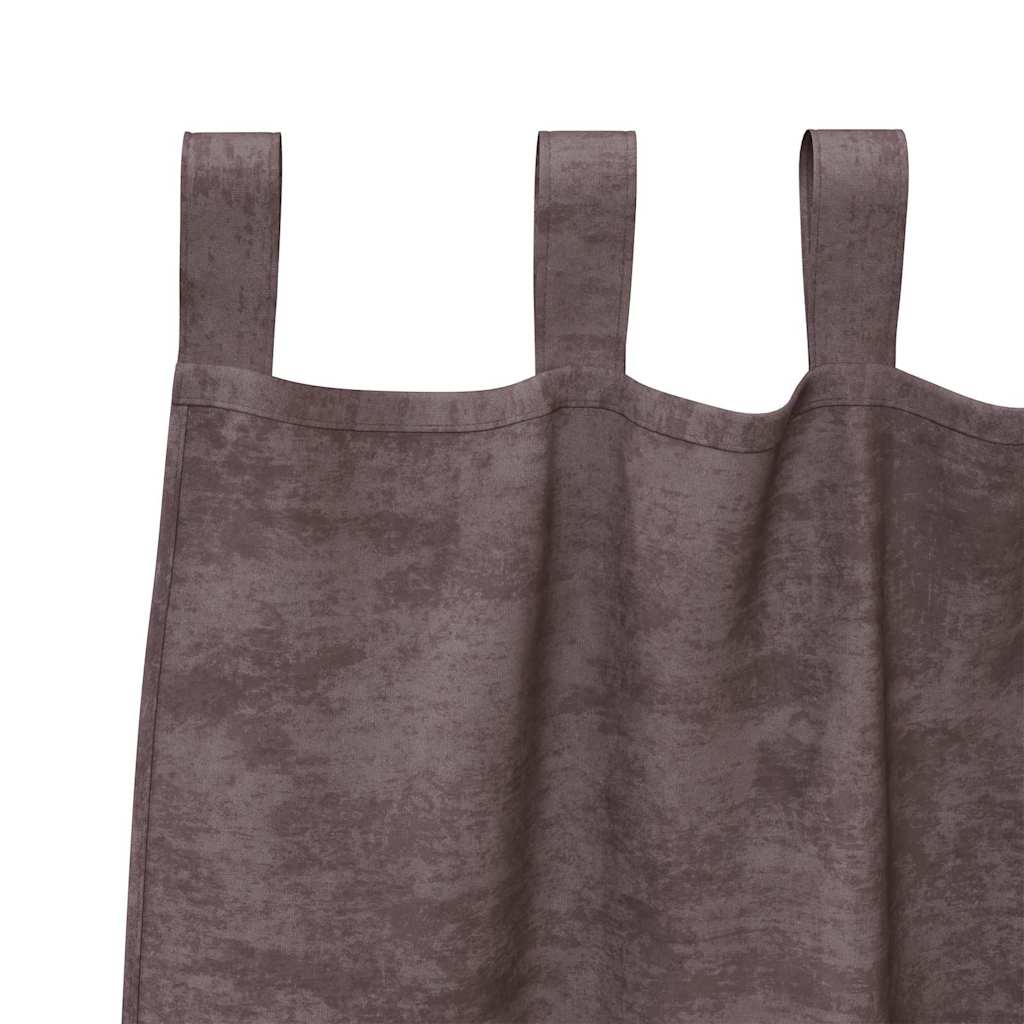 Velvet Curtains with Curtains 2 pcs Brown 260 x 140 cm Velvet