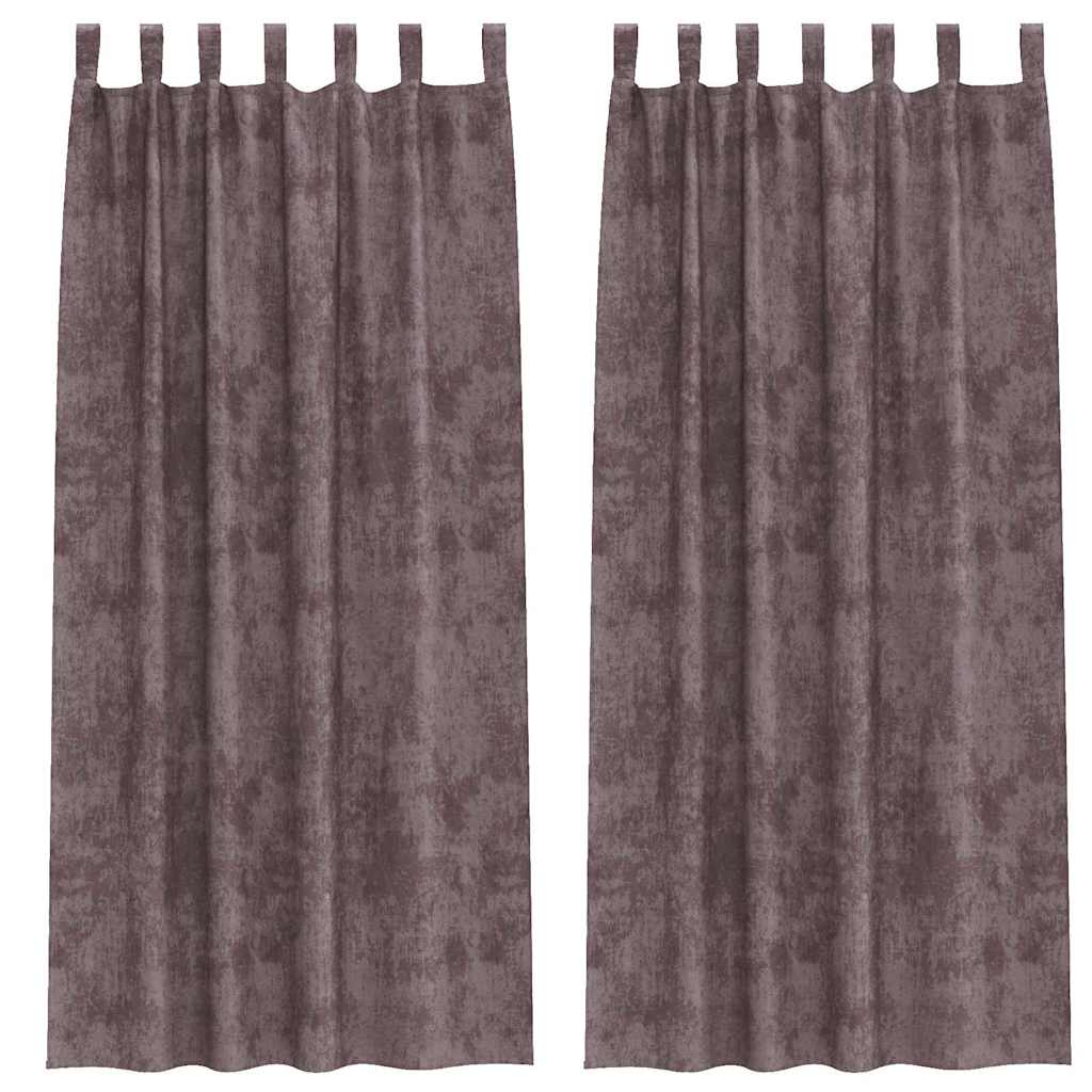 Velvet Curtains with Curtains 2 pcs Brown 260 x 140 cm Velvet