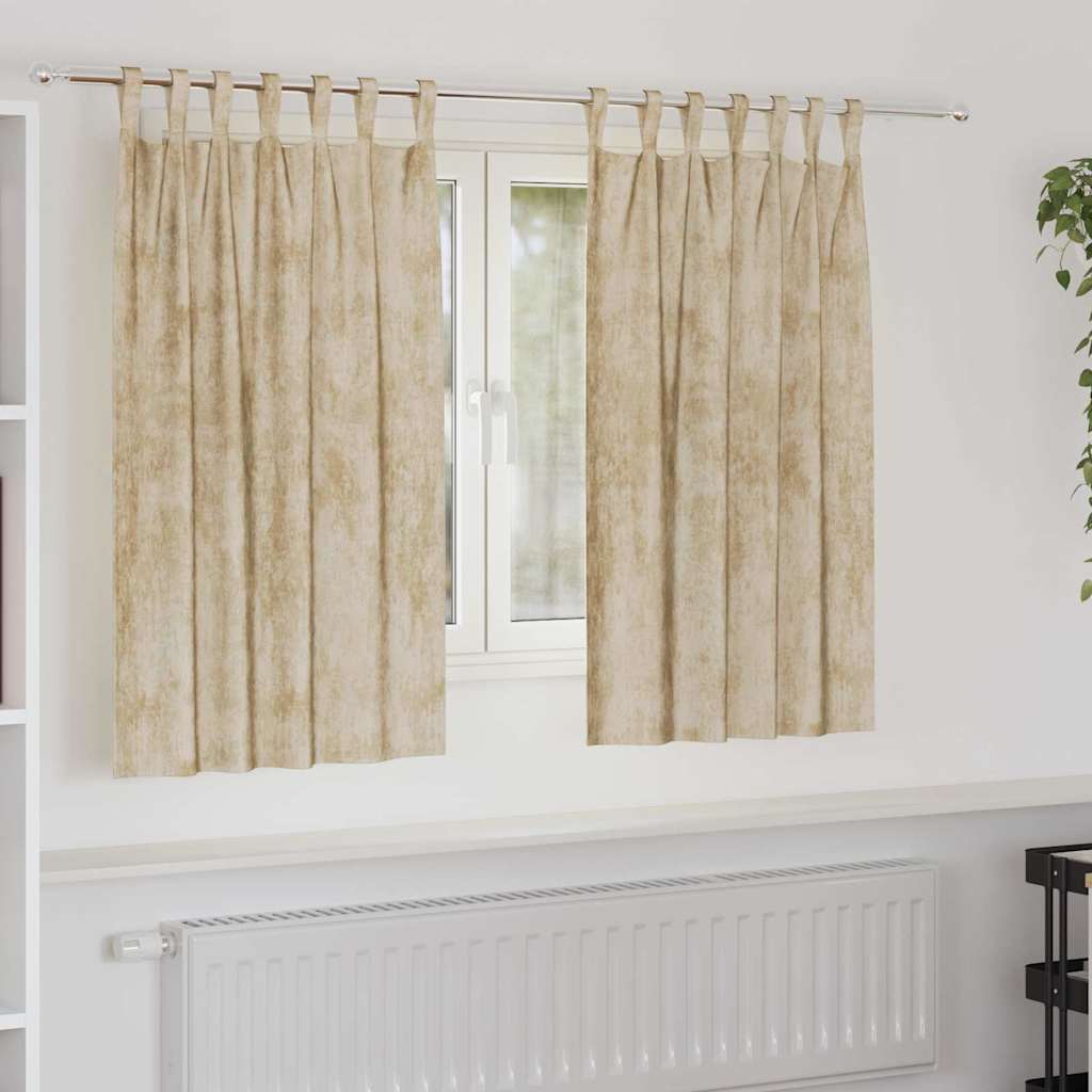 Velvet Curtains with Curtains 2 pcs Cream 140 x 140 cm Velvet