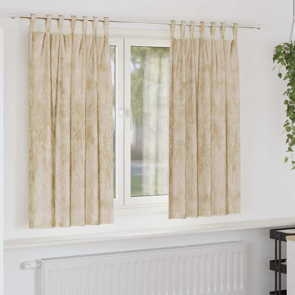 Velvet Curtains with Curtains 2 pcs Cream 175 x 140 cm Velvet