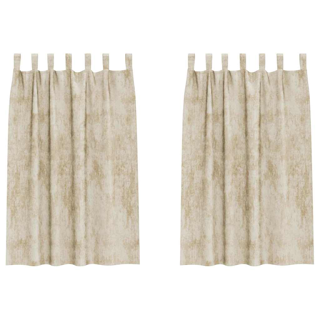 Velvet Curtains with Curtains 2 pcs Cream 175 x 140 cm Velvet
