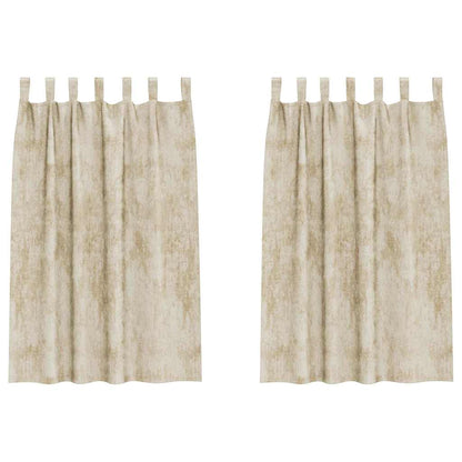 Velvet Curtains with Curtains 2 pcs Cream 175 x 140 cm Velvet