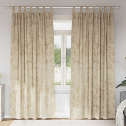 Velvet Curtains with Curtains 2 pcs Cream 260 x 140 cm Velvet