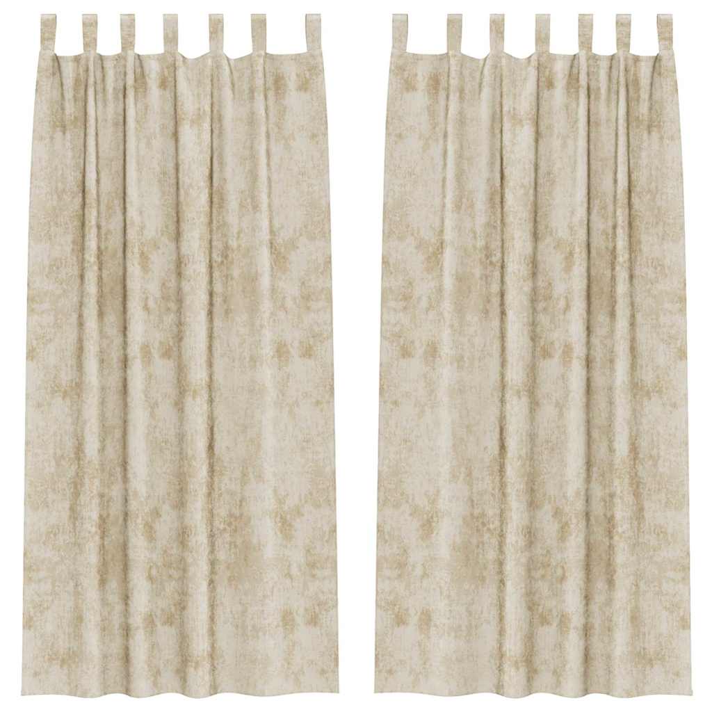 Velvet Curtains with Curtains 2 pcs Cream 260 x 140 cm Velvet