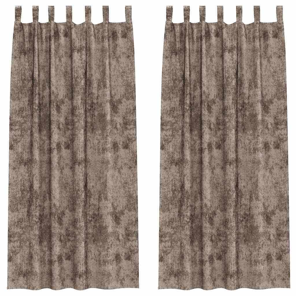 Velvet Curtains 2 pcs Cappuccino 225 x 140 cm Velvet