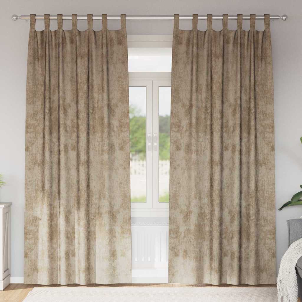 Velvet Curtains 2 pcs Champagne 245 x 140 cm Velvet