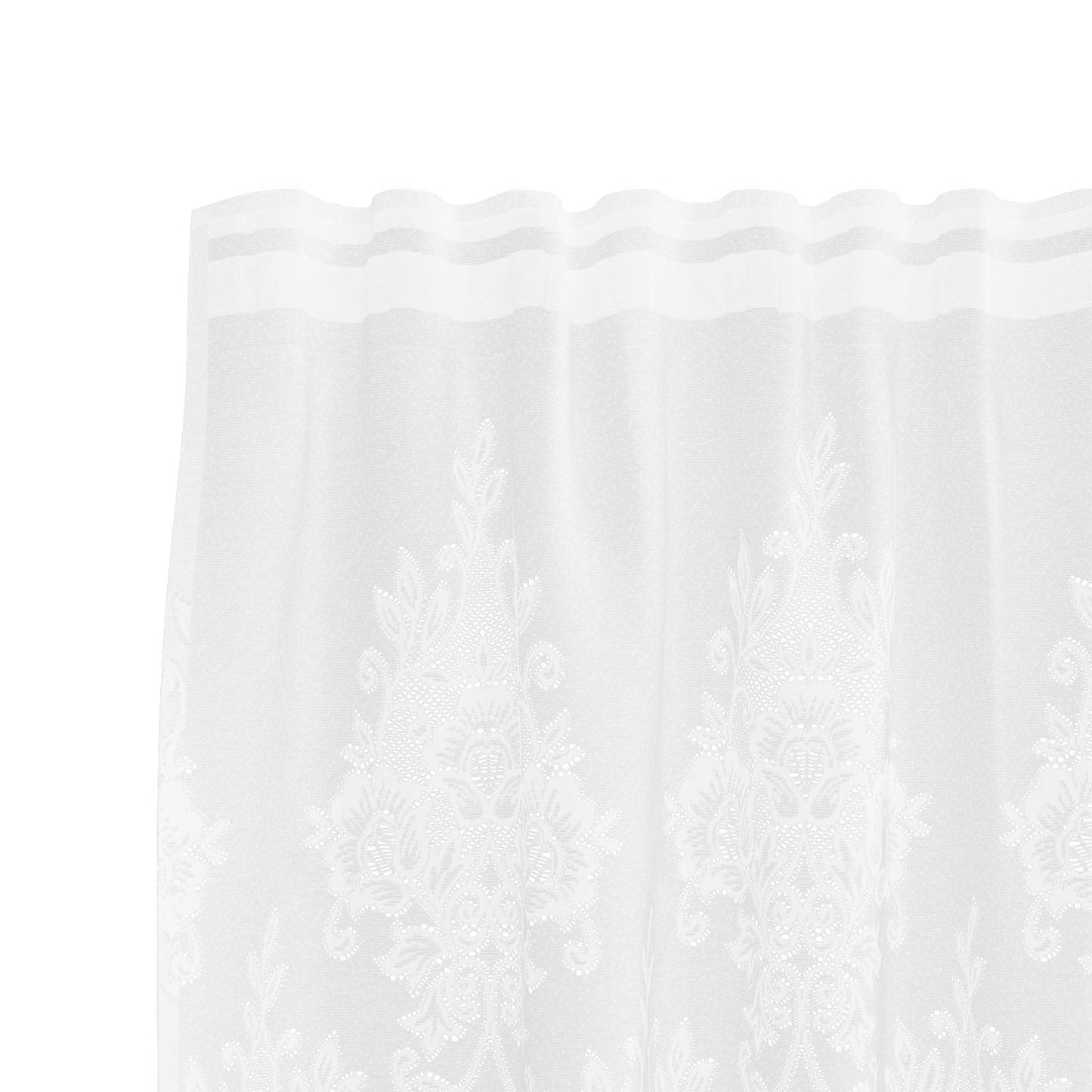 Lace Curtain with Curtains Floral White 100 x 150 cm Polyester