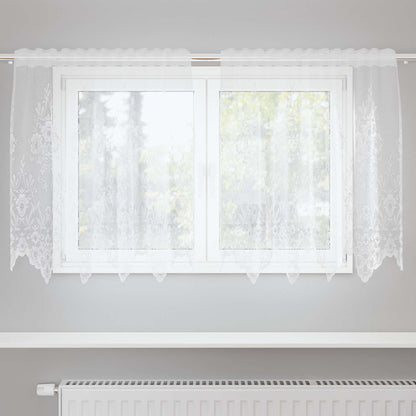 Lace Curtain with Curtains Floral White 100 x 150 cm Polyester