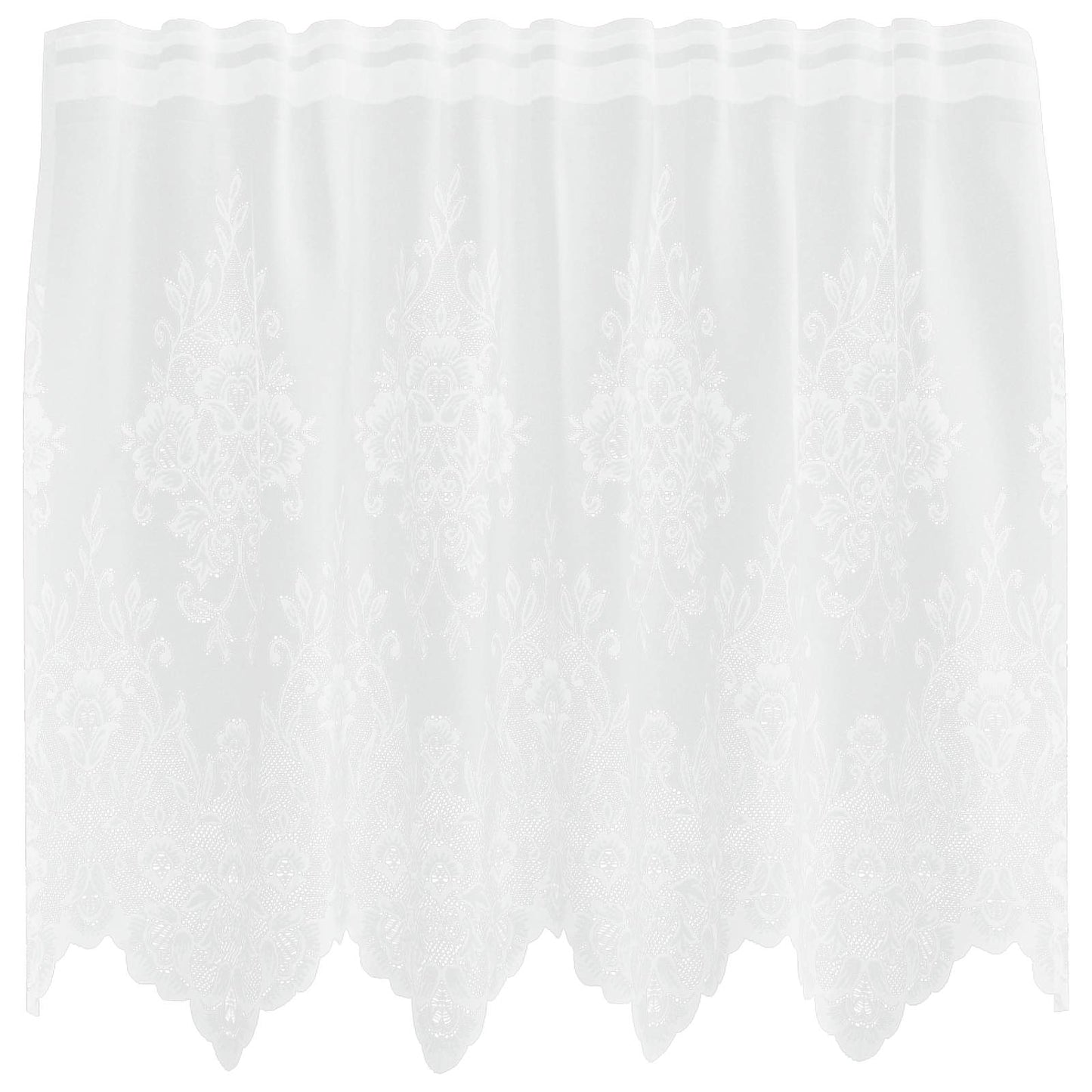 Lace Curtain with Curtains Floral White 100 x 150 cm Polyester