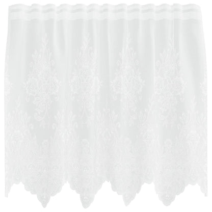 Lace Curtain with Curtains Floral White 100 x 150 cm Polyester