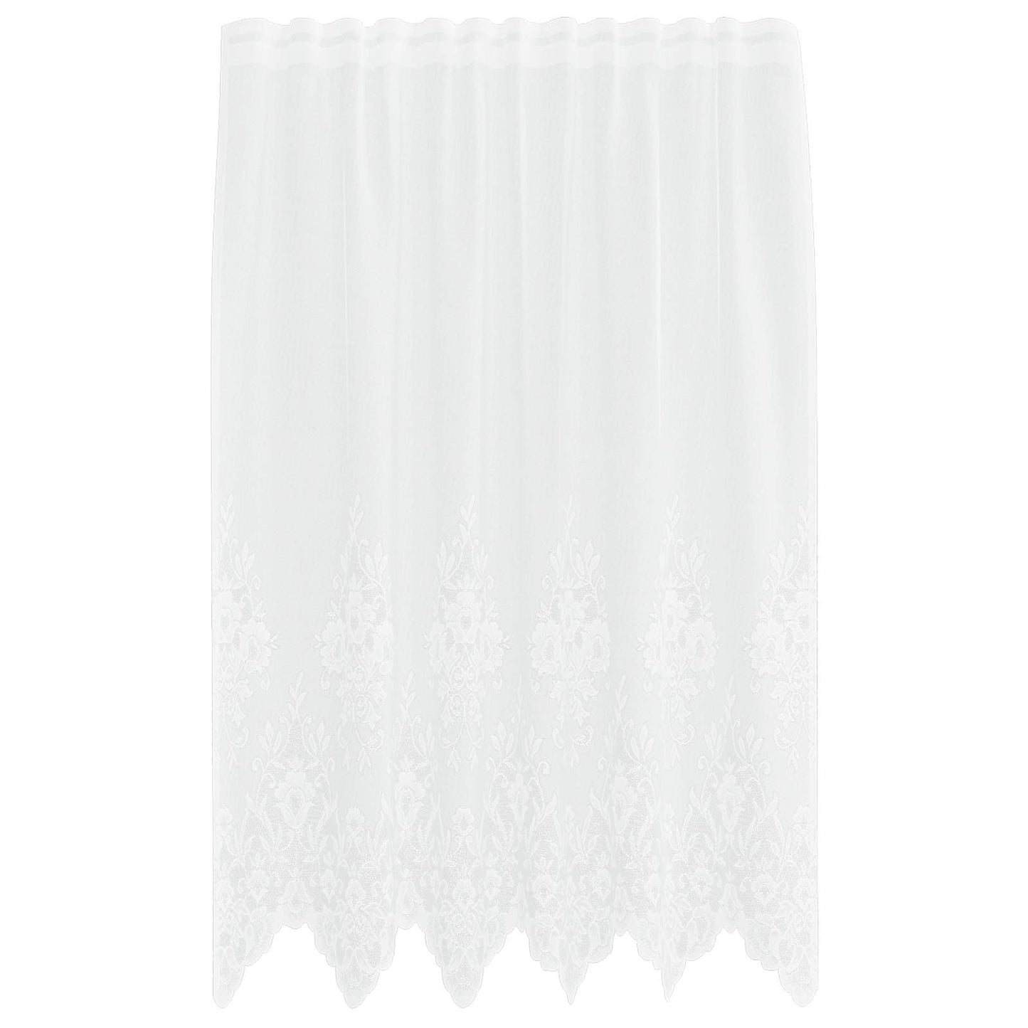 Lace Curtain with Curtains Floral White 180 x 150 cm Polyester