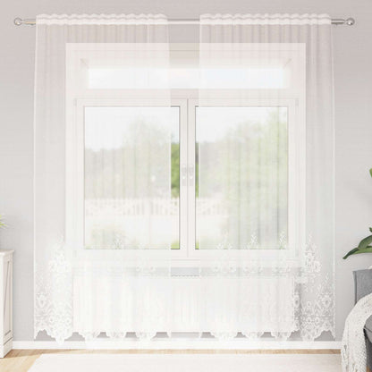 Lace Curtain with Curtains White 150 x 240 cm Polyester