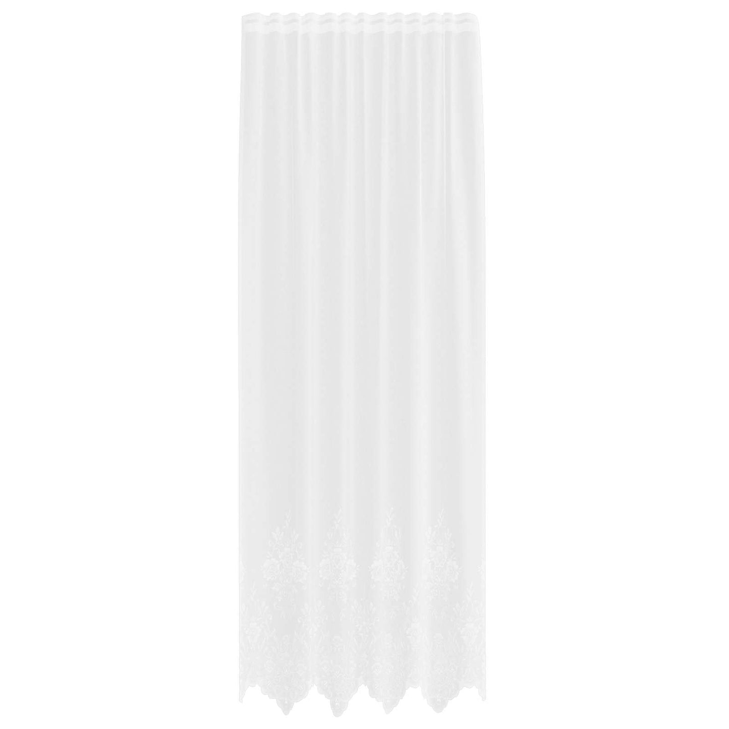 Lace Curtain with Curtains Floral White 280 x 150 cm Polyester