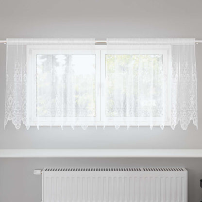 Lace Curtain with Curtains Floral White 100 x 200 cm Polyester