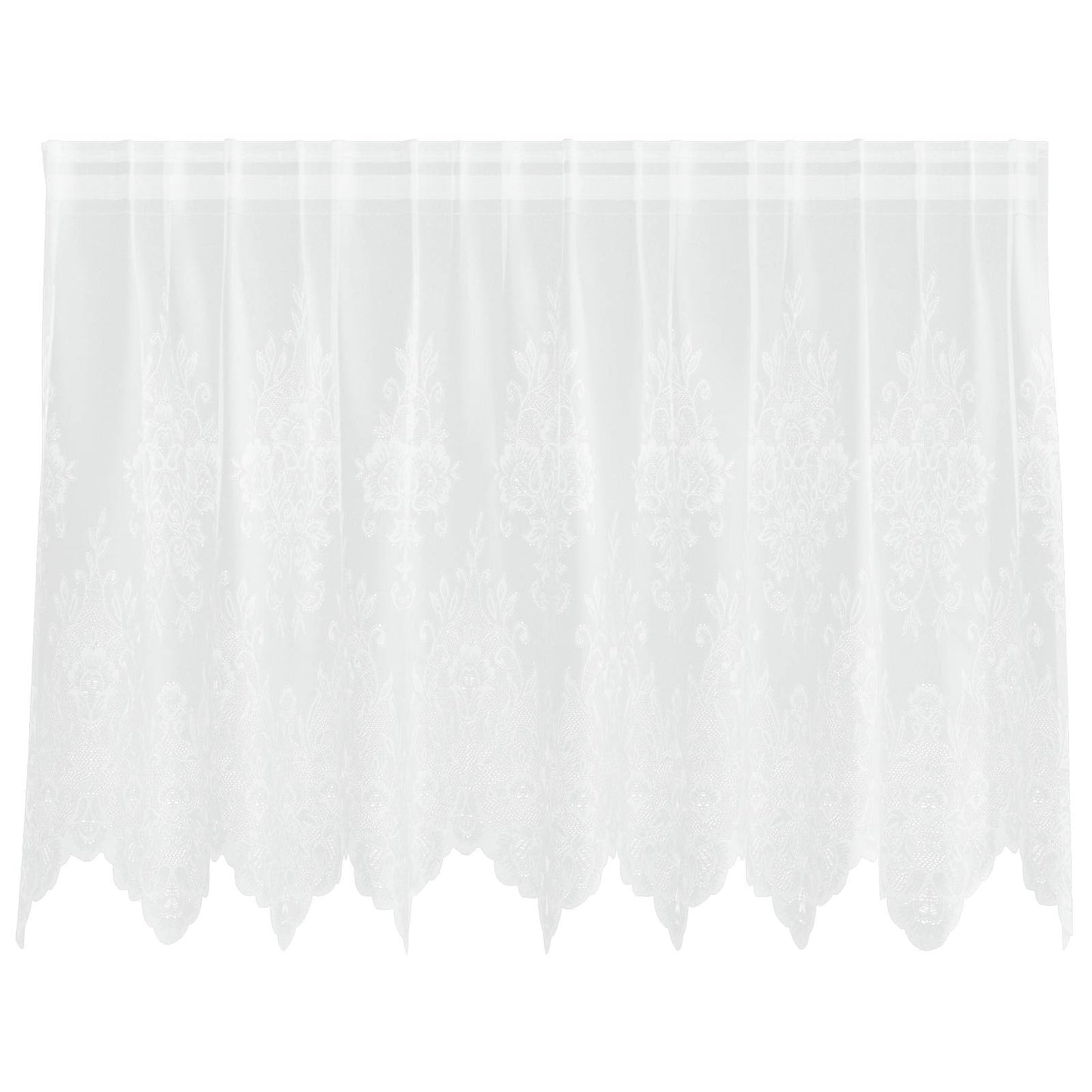 Lace Curtain with Curtains Floral White 100 x 200 cm Polyester