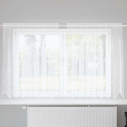 Lace Curtain with Curtains Floral White 160 x 200 cm Polyester