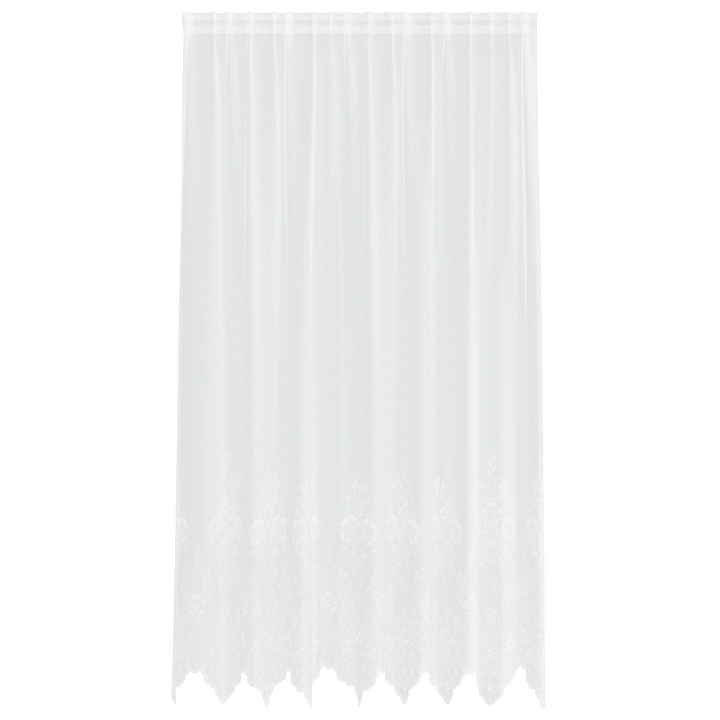 Lace Curtain with Curtains Floral White 245 x 200 cm Polyester