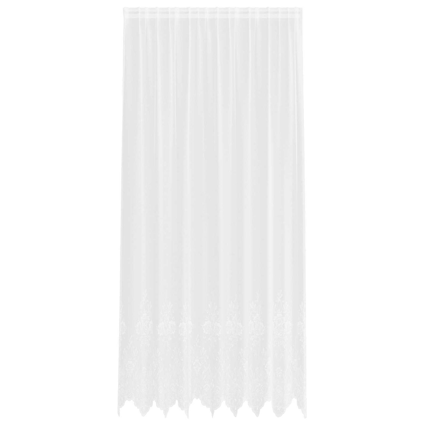 Lace Curtain with Curtains Floral White 300 x 200 cm Polyester