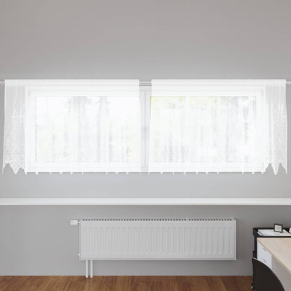 Lace Curtain with Curtains Floral White 80 x 300 cm Polyester