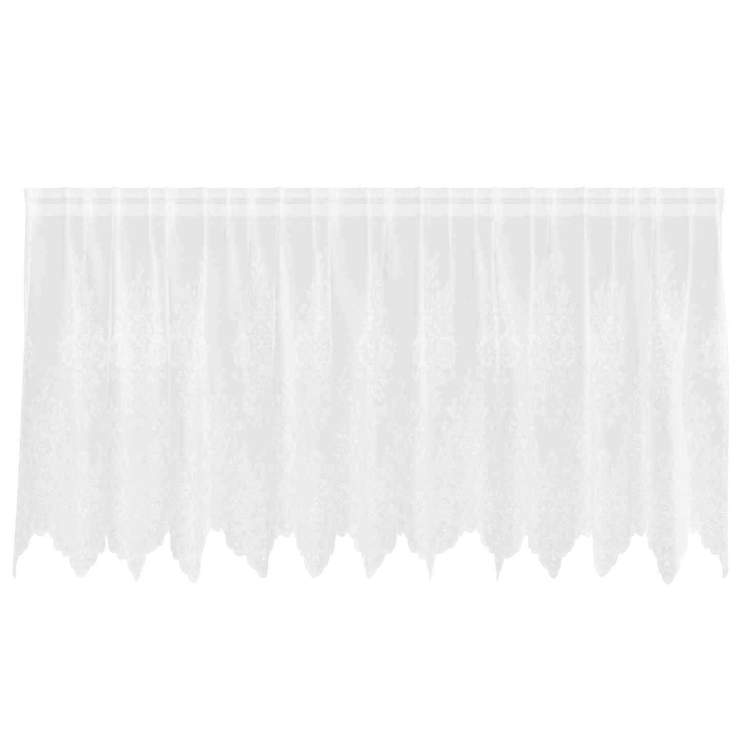 Lace Curtain with Curtains Floral White 80 x 300 cm Polyester