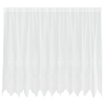 Lace Curtain with Curtains Floral White 140 x 300 cm Polyester
