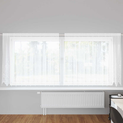 Lace Curtain with Curtains Floral White 160 x 300 cm Polyester