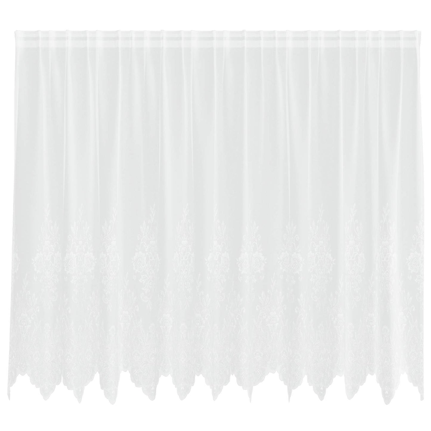 Lace Curtain with Curtains Floral White 160 x 300 cm Polyester