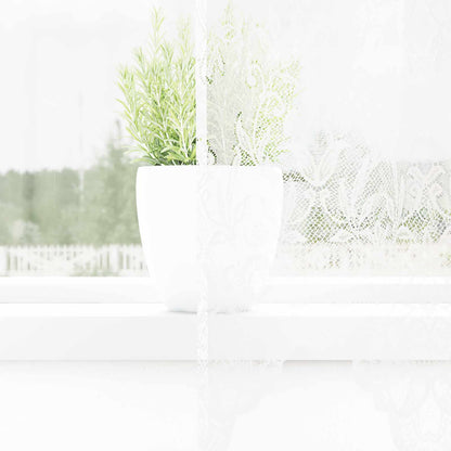 Lace Curtain with Curtains Floral White 240 x 300 cm Polyester