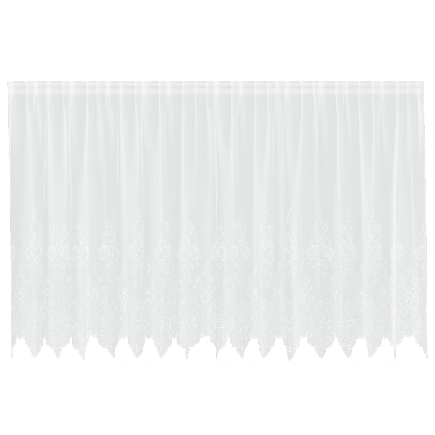 Lace Curtain with Curtains Floral White 140 x 400 cm Polyester