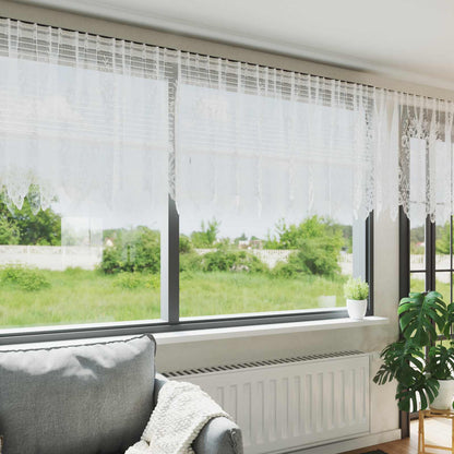Lace Curtain with Curtains Floral White 100 x 500 cm Polyester