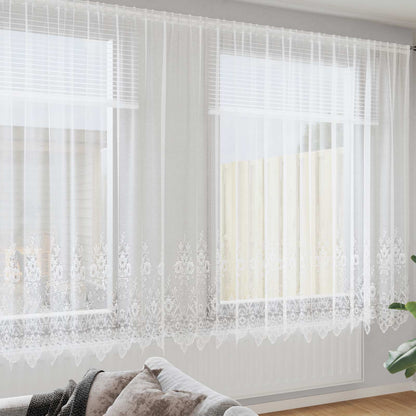 Lace Curtain with Curtains Floral White 220 x 600 cm Polyester
