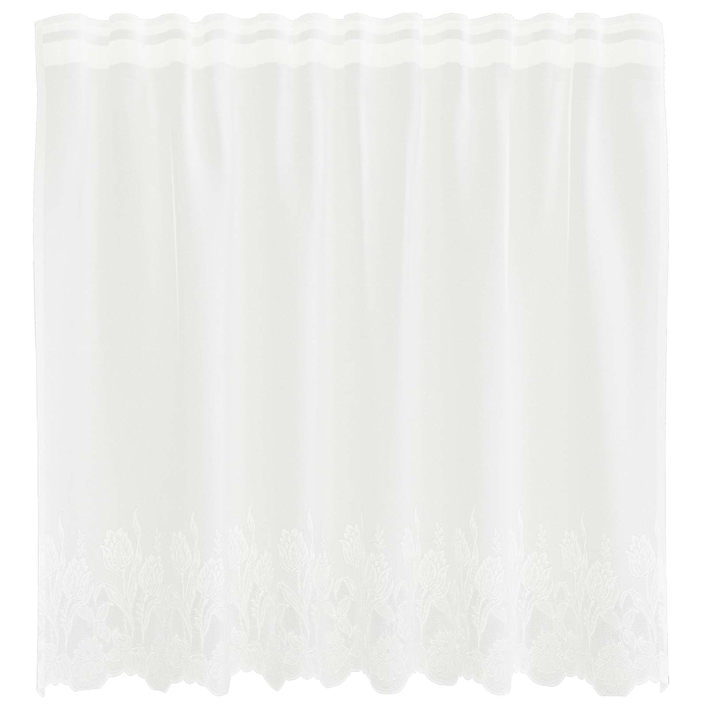 Lace Curtain with Curtains Floral White 80 x 150 cm Polyester