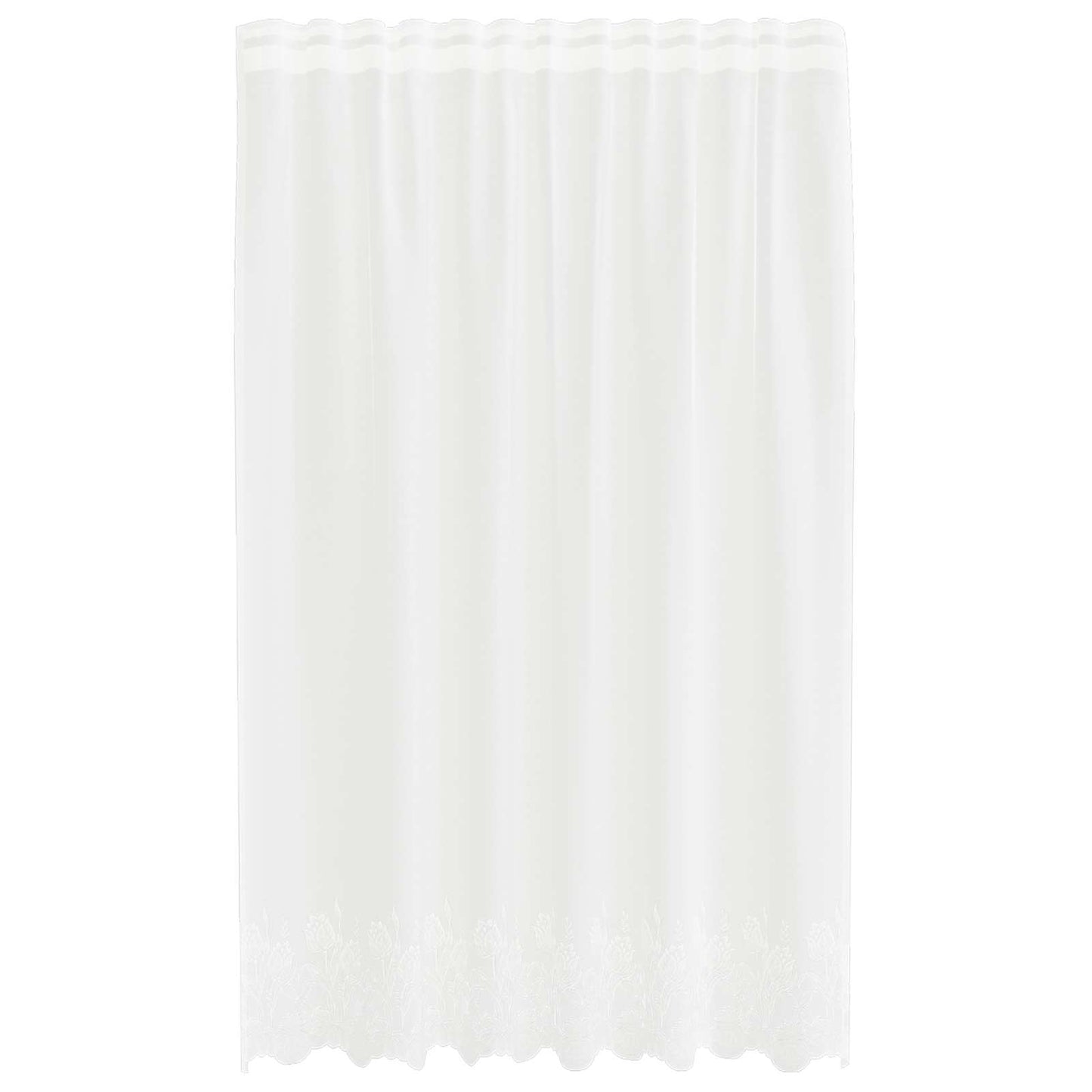 Lace Curtain with Curtains Floral White 200 x 150 cm Polyester