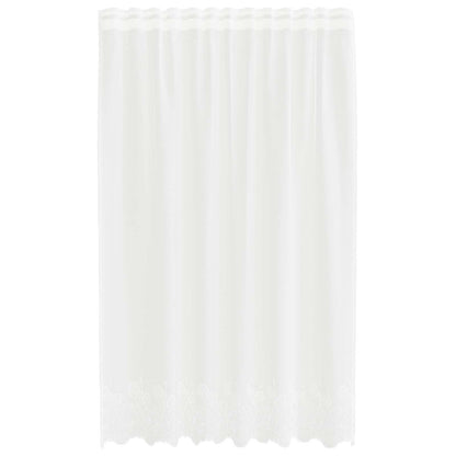 Lace Curtain with Curtains Floral White 240 x 150 cm Polyester