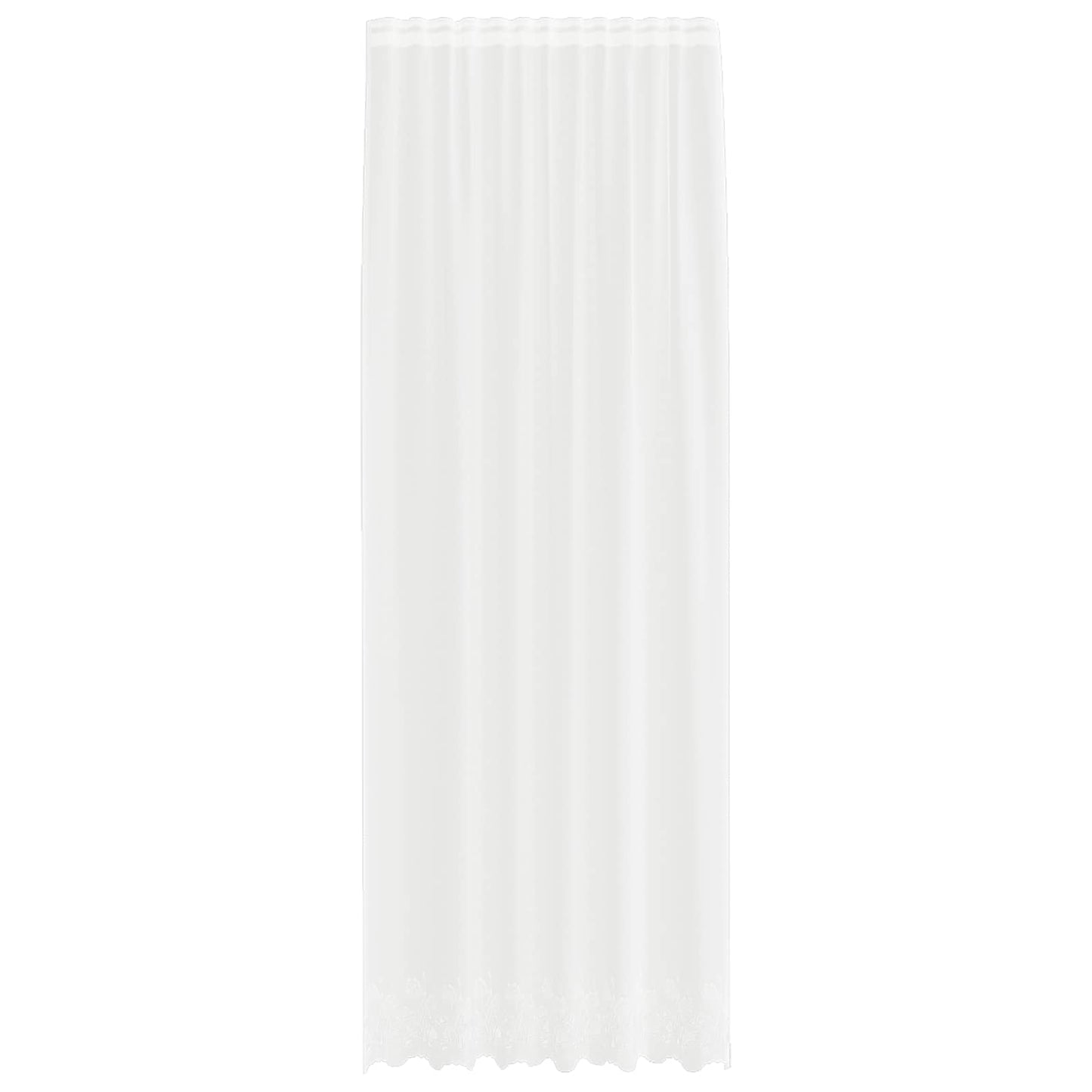 Lace Curtain with Curtains Floral White 260 x 150 cm Polyester