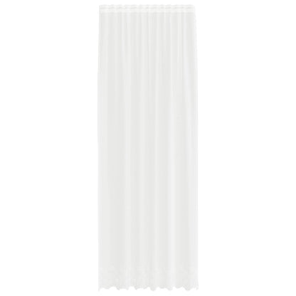 Lace Curtain with Curtains Floral White 260 x 150 cm Polyester