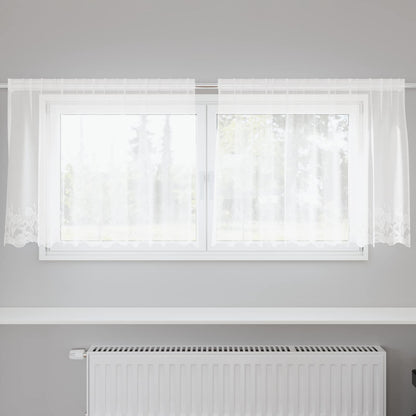 Lace Curtain with Curtains White 200 x 120 cm Polyester
