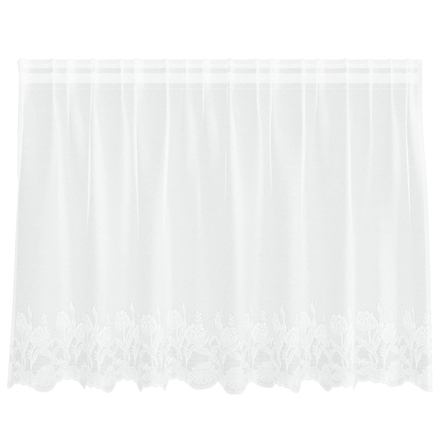 Lace Curtain with Curtains White 200 x 120 cm Polyester