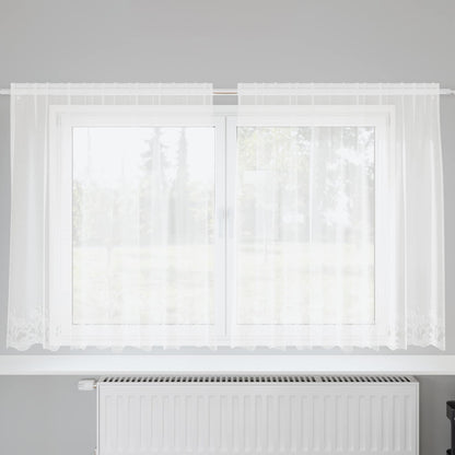 Lace Curtain with Curtains Floral White 140 x 200 cm Polyester