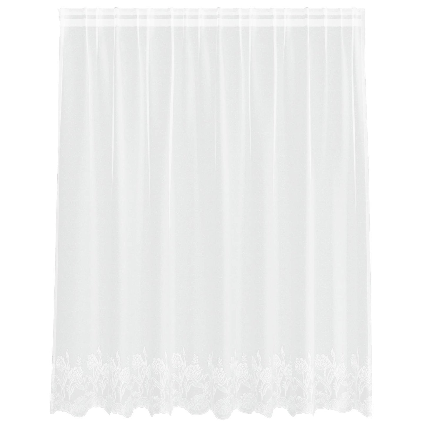 Lace Curtain with Curtains Floral White 140 x 200 cm Polyester
